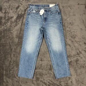 American Eagle Womens Size 6 Super High Rise Ankle Straight Denim Jeans Unhemmed